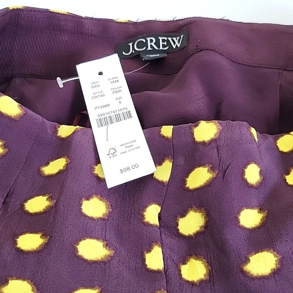 J.Crew Womens Pleated Skirt Brown Yellow Sinburst Lined Sz 0 $98.00 NWT - Picture 9 of 9